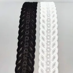 4cm di larghezza ricamo caldo bianco nero foglia tessuto di pizzo nastro di rivestimento cucito fai da te applique collare guipure abiti da donna decor