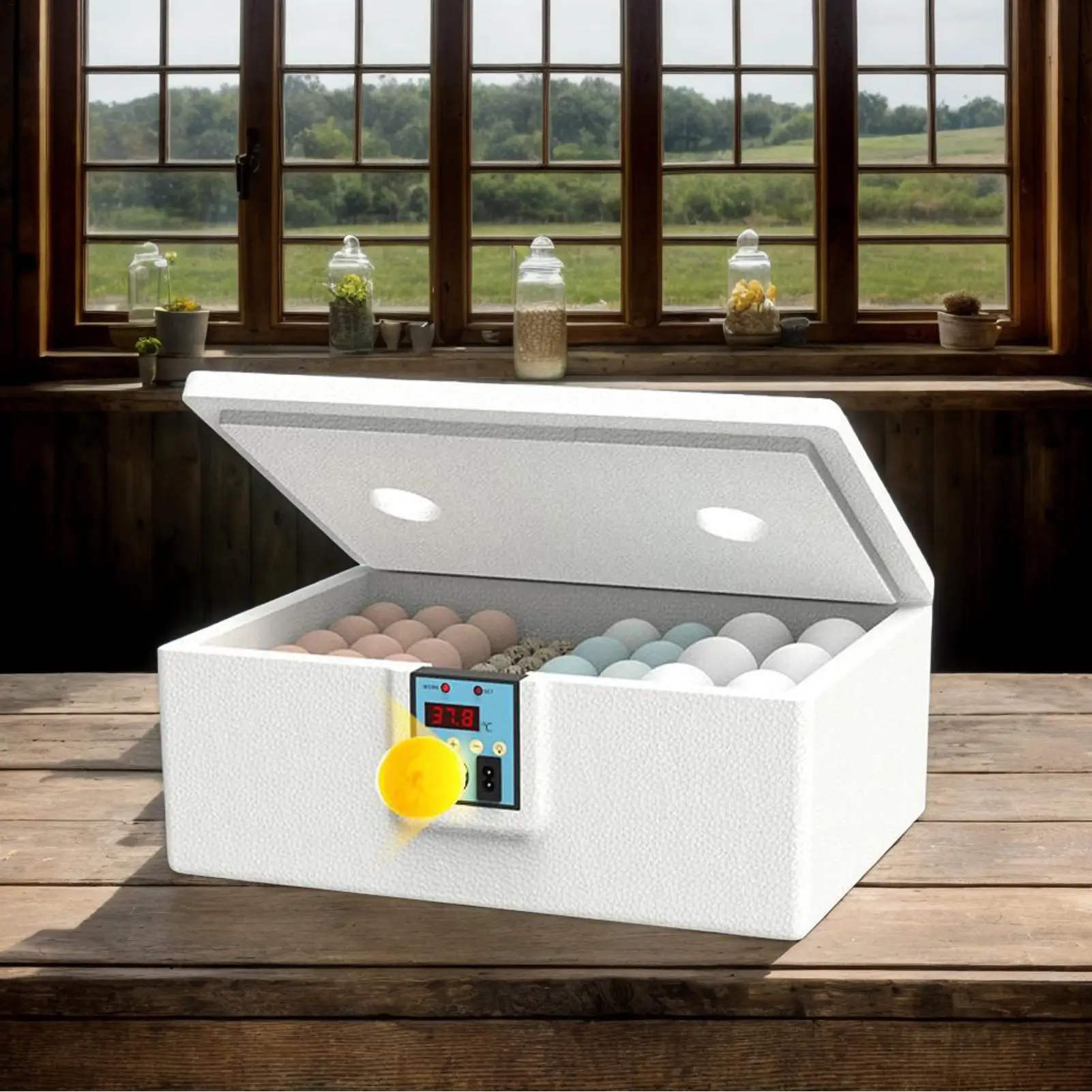 Chicken Incubator 32-Egg Incubator For Hatching Chicks Waterbed Heating Machine With Precise Temperature Control For Backyard