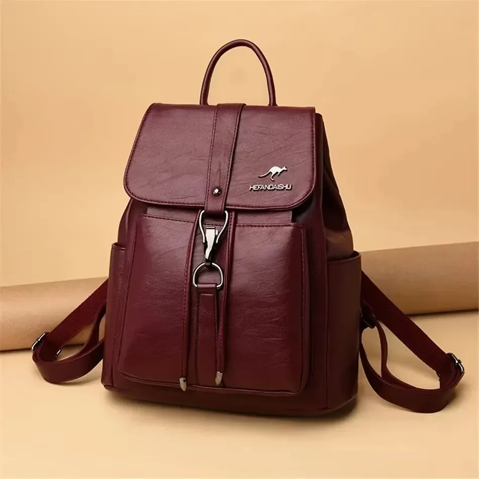 High Quality Leather Women Backpack Vintage Female Bag School Bags Ladies Bookbag Rucksacks Shoulder Bags for Women Mochila Sac