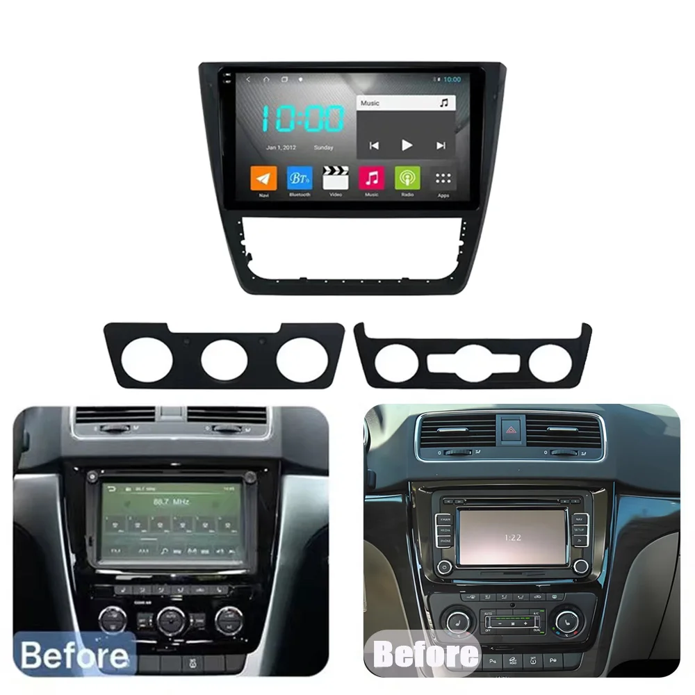 راديو سيارة 10 بوصة 6 + 128 جيجابايت لسكودا يتي 2009-2015 ستيريو لاسلكي أبل Carplay أندرويد 15 كاميرا GPS تلقائية خريطة جوجل واي فاي رئيس Un #2