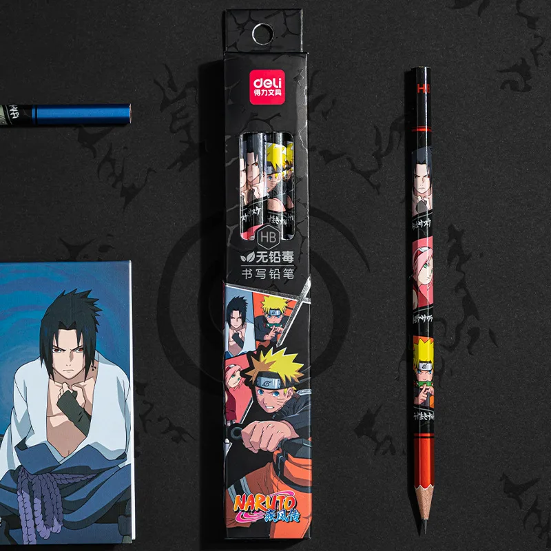 Lápis Naruto Anime para Crianças, Sem Chumbo, Hexagonal Rod, Exame 2B, Caneta de Escrita para Estudantes do Ensino Fundamental, Novo