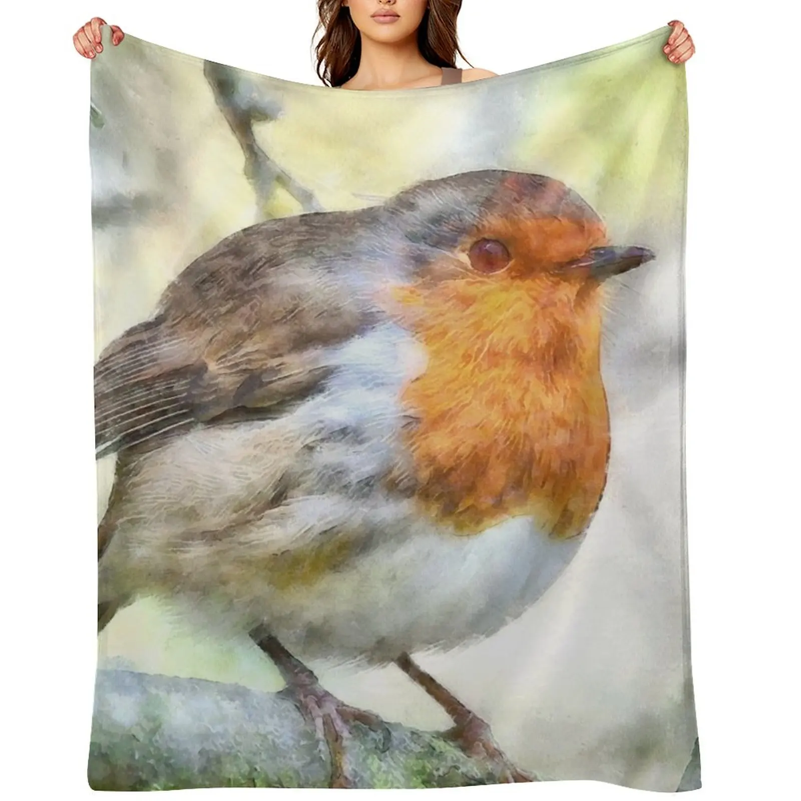 

Christmas Robin Redbreast Winter Watercolor Throw Blanket Single Sofa Throw Thermal Sleeping Bag Blankets