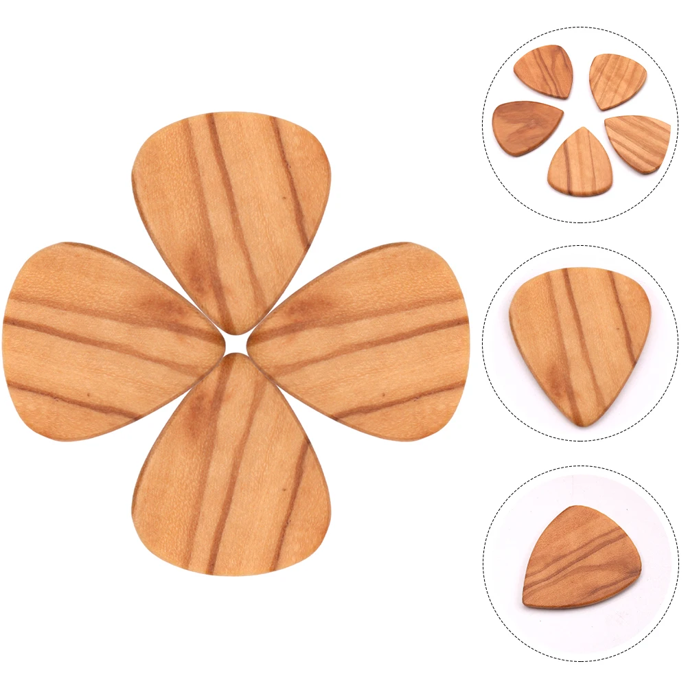 

4pcs Wooden Picks Olive Wood Plectrums Durable Guitar Accessories For Practice Folk Bass Strings Clear Sound Guitar Aid