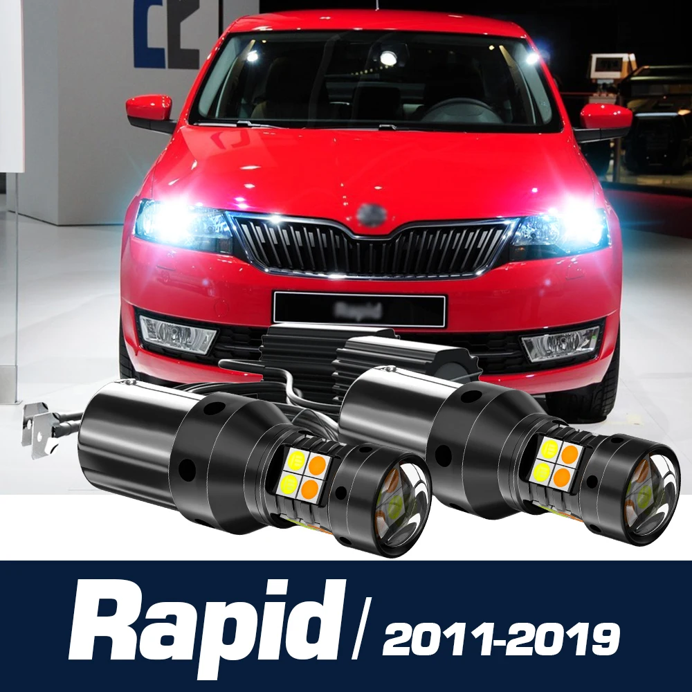 2 stücke LED Dual-Mode-Blinker + Tagfahrlicht Blub Drl Zubehör Canbus für Skoda Rapid 2011-2019