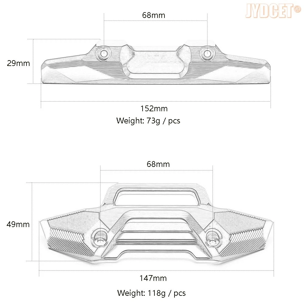 Aluminium # 8935 Voorzijde # 8936 Achterbumper Upgrade Onderdelen voor RC 1/10 Traxxas MAXX 89076-4 89086-4