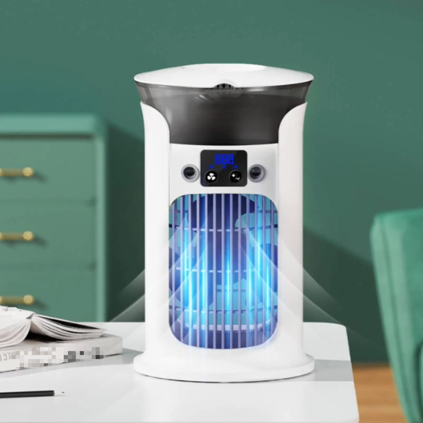 Desktop Air Chiller Translucent Reservoir Tabletop Air Chiller Digital Display Home Appliance