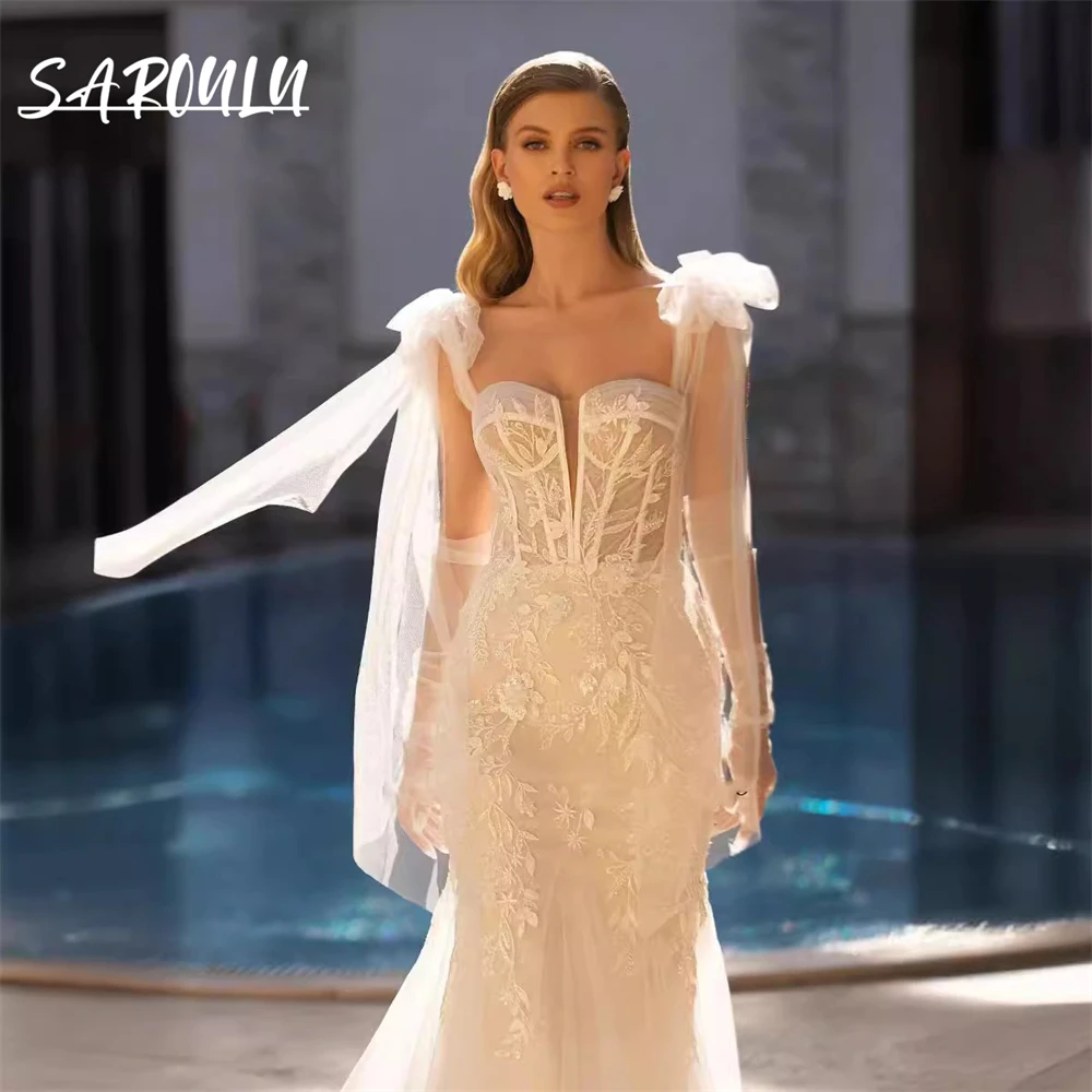 Sweet Off Shoulder Wedding Dresses For Women 2024 With Detachable Train Plus Size Romantic Bride Dresses Sweetheart Bridal Gown