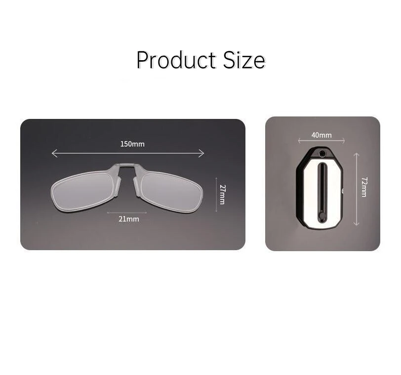 Folding Key Chain Men Women Portable Ultra-light Diopter Reading Glasses Legless Nose Clip Smart Magnifier Glasses Mini