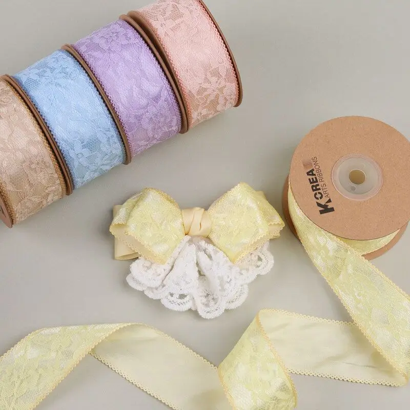 9 Yards 38MM Double Lace Edge ribbon DIY Handmade Materials Headwear For Hair Bows Clothing Shoes Hats Accessories Home Crafts