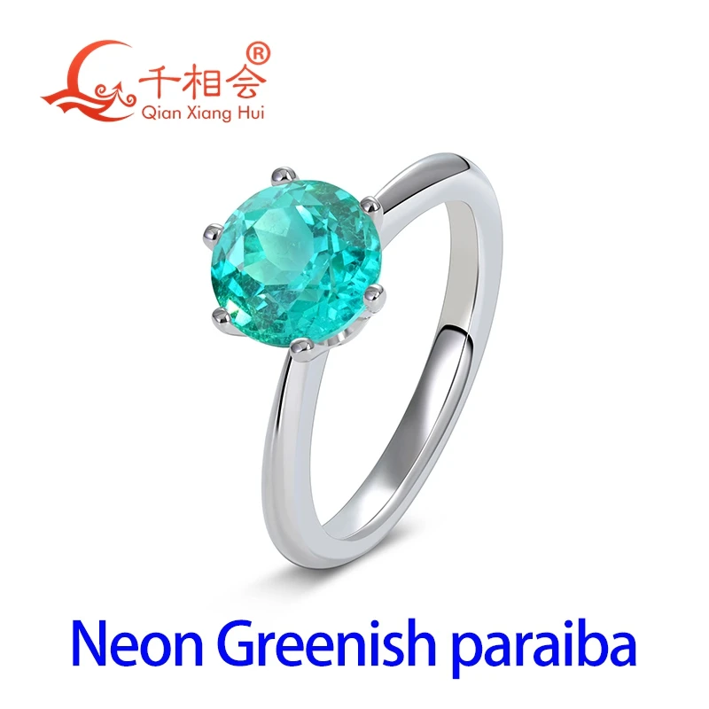 

Кольцо из серебра S925 с одним выращенным в лаборатории неоново-зеленым камнем YAG Paraiba 5-9 мм, ювелирное украшение для женщин, для свиданий.