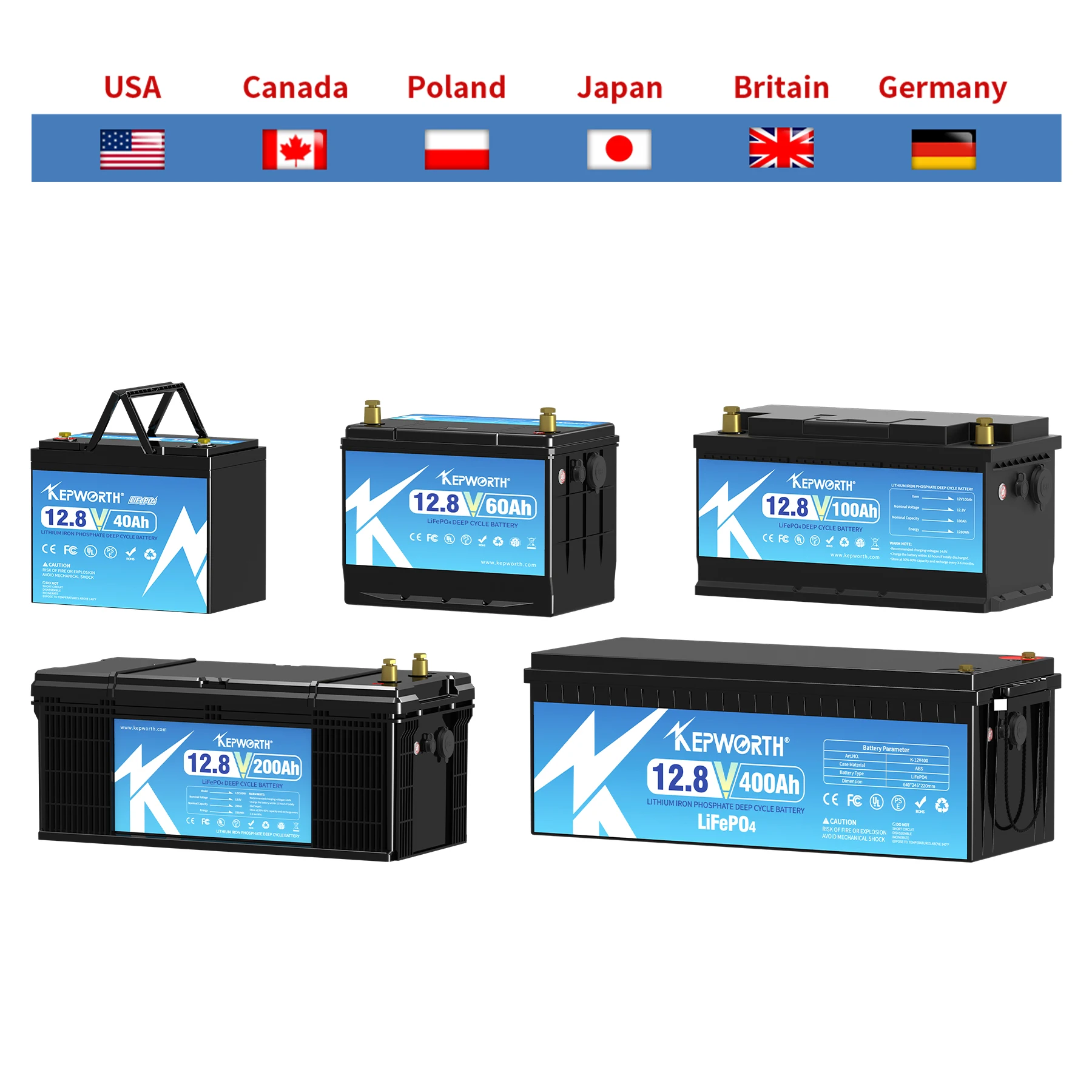 12V 24V 48V LiFePO4 Lithium Iron Phosphate Battery With BMS 60 80 100 120 180 200 300Ah For Golf Cart EV RV Solar Energy Storage