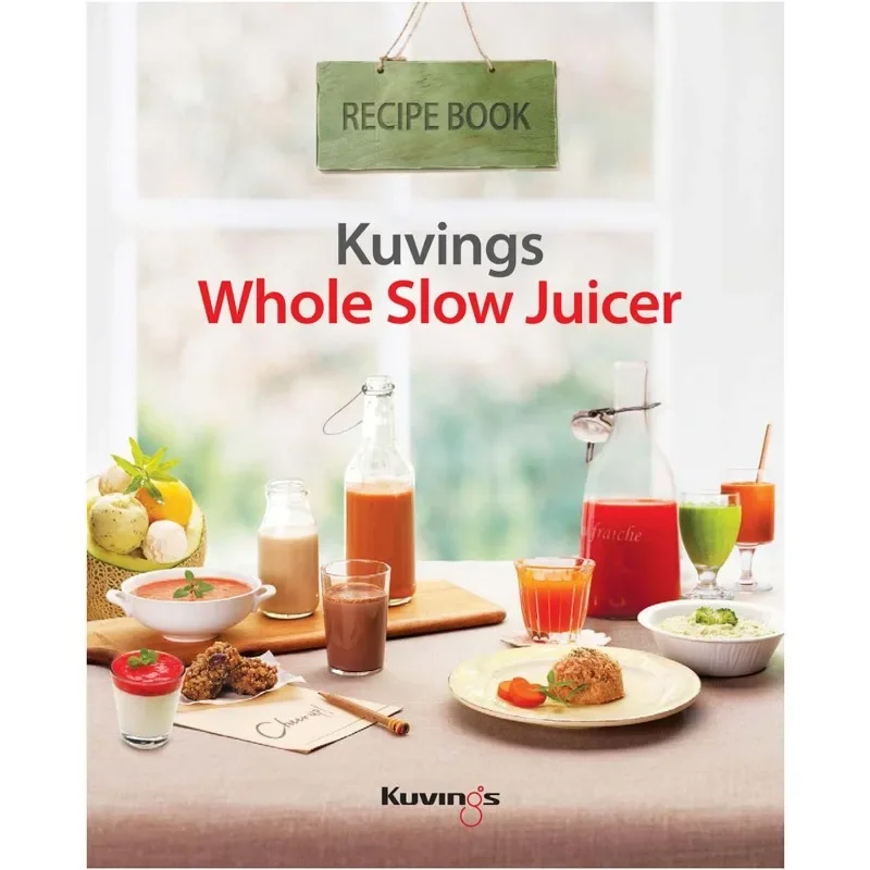 Kuvings Espremedor lento inteiro sem BPA vermelho B6000P com fabricante de sorbos, conjunto de ferramentas de limpeza, tampa inteligente e livro de receitas