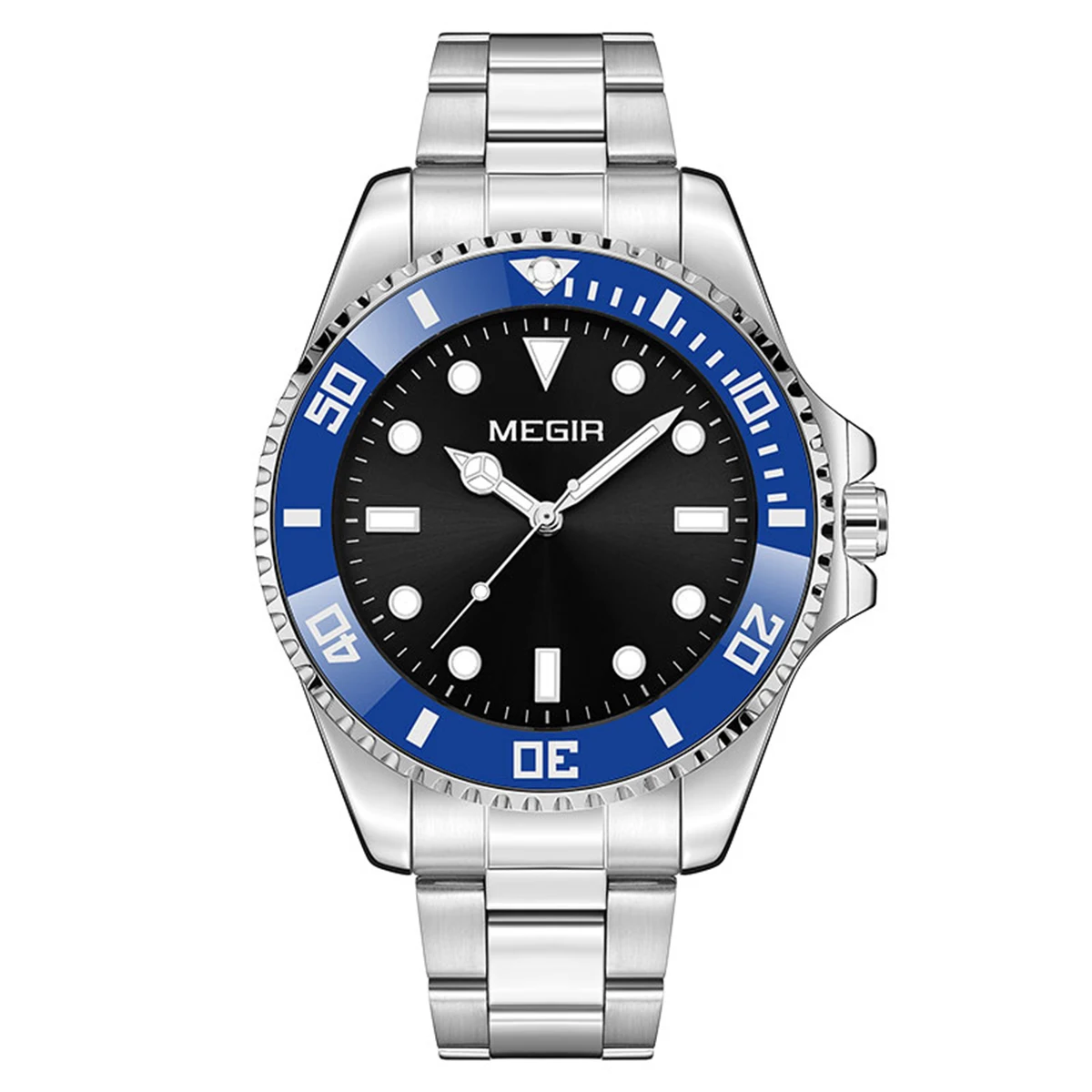 MEGIR Business Watch for Men with Quartz Movement Date Calendar Minimalist Stainless Steel Strap Wristwatch with Luminous Hands