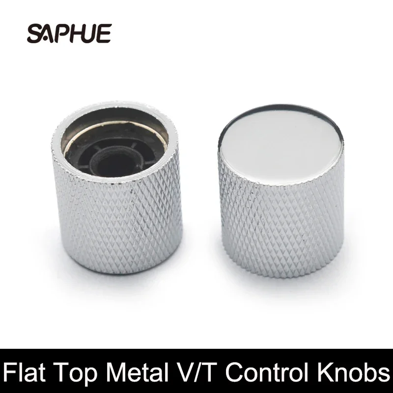 

Flat Top Metal Knurled Barrel Dome Volume Tone Control Knobs, Electric Bass Guitar Pot Knobs, Chrome, 60Pcs, 19x19.5