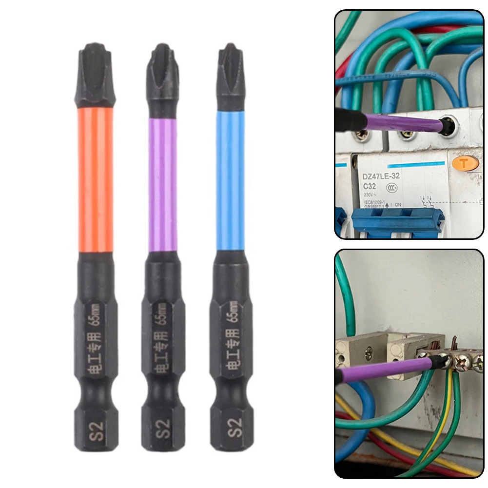 3 pçs cabeça de lote magnético impacto cruz chave de fenda conjunto fph1 fph2 fph3 65mm alta dureza antiderrapante chave de fenda bit para eletricista