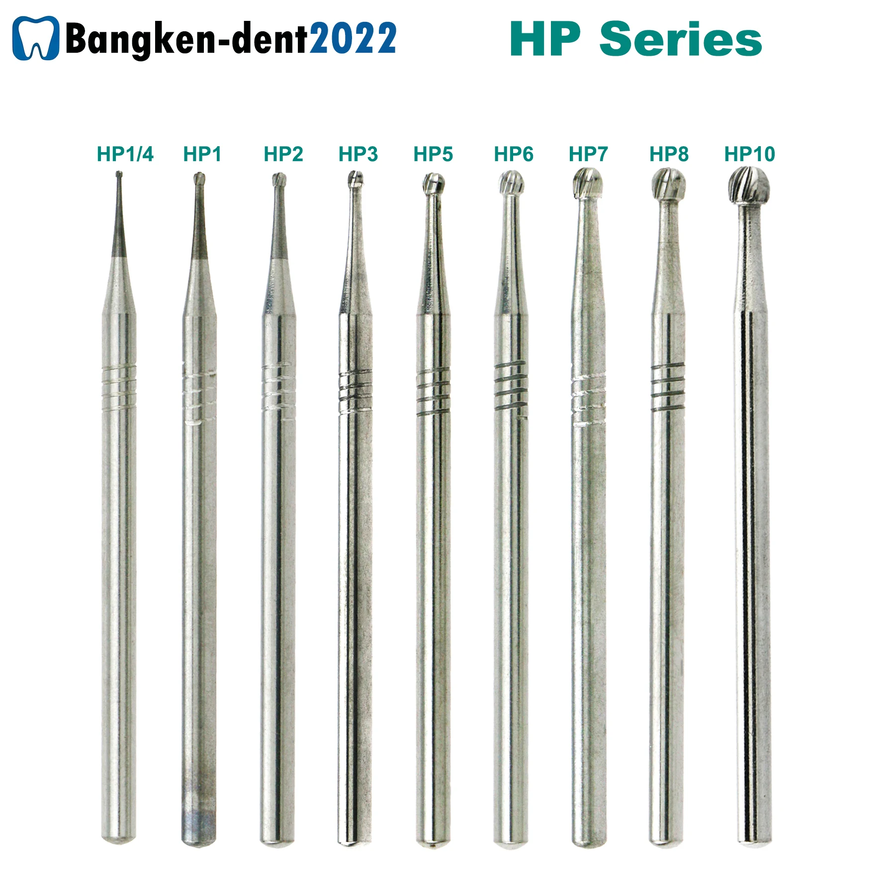 5 Pezzi Manipolo Dentale Conico Dritto Compatibile Con Frese Rotonde Serie HP In Carburo Di Tungsteno HP1/4 HP1 HP2 HP3 HP5 HP6 HP7 HP8 HP10-image