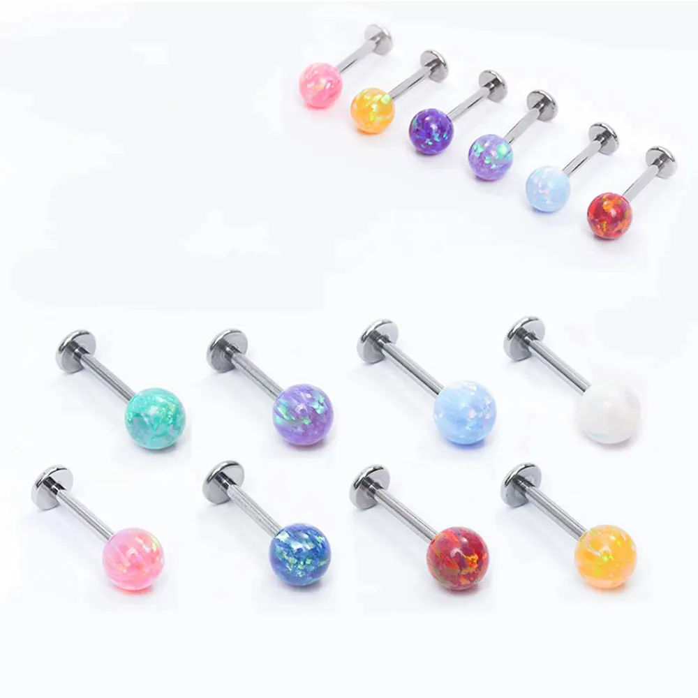 Opal Earrings ASTM F136 Titanium Piercing Lip Studs Cartilage Nail Perforated Ear Nose Stud For Women Gift Body Jewelry