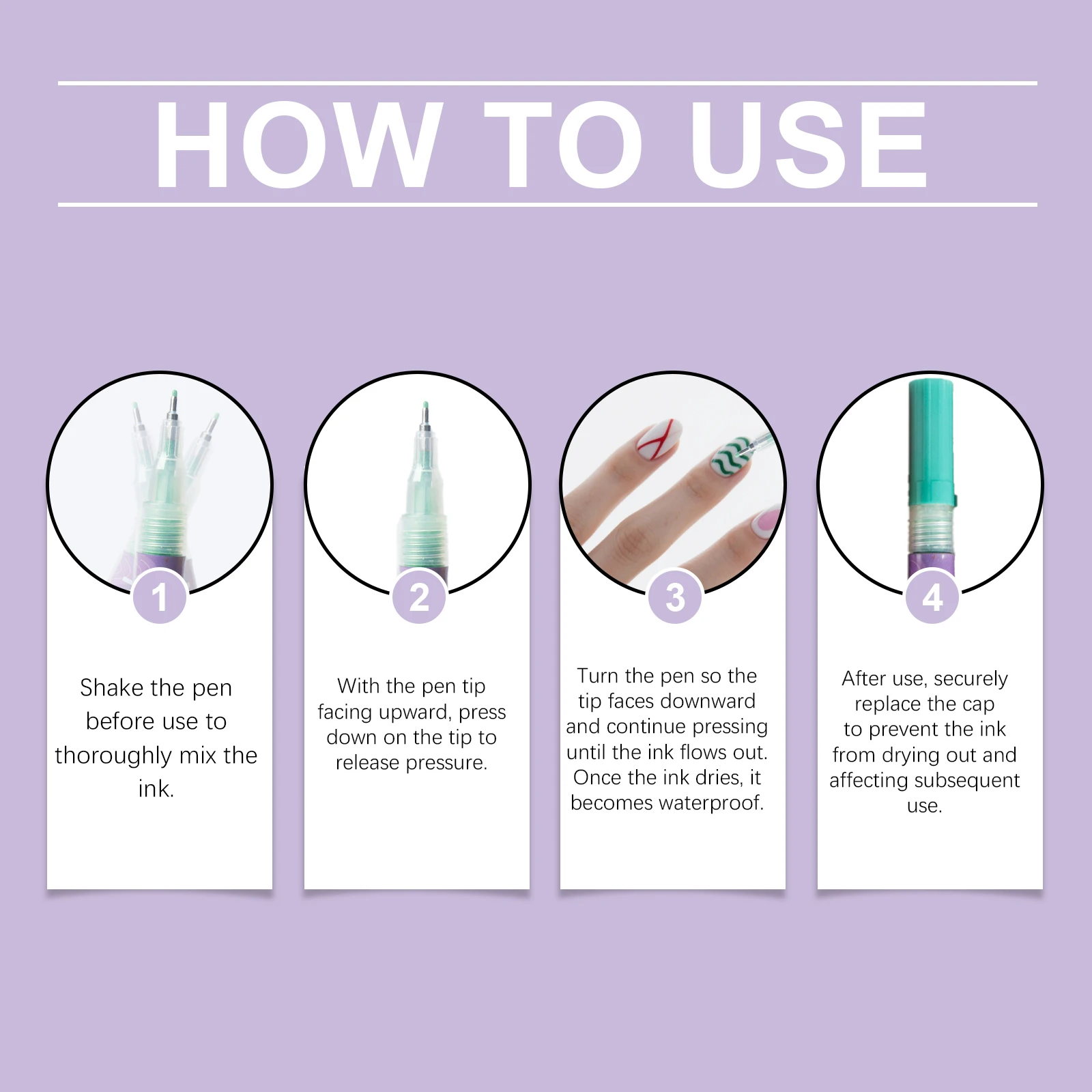 12 Colors /Set Nail Art Pen Waterproof Paint Pen Set Quick-Dry DIY Nail Graffiti Pen Drawing Painting Line Pencil Manicure Tools