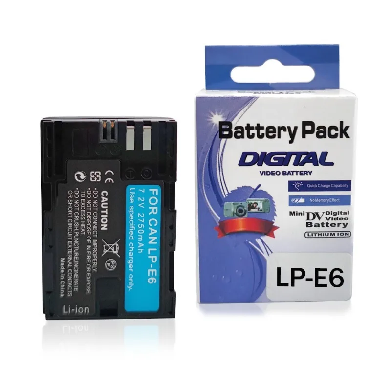 LP‑E6 7.2V 2750mAh Lithium Battery for Canon LP‑E6 E6N 5D Mark3 5D4 6D 6D2 7D2 80D 90D EOS 5D MarkⅡ 5D Camera Battery Batteries