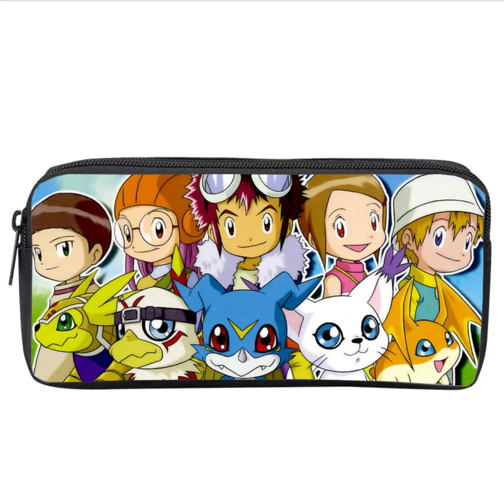 Women Cosmetic Case Makeup Bag anime Digimon Adventure pencil case Kids Student cartoon pencil Bag teenager Zipper Handbag