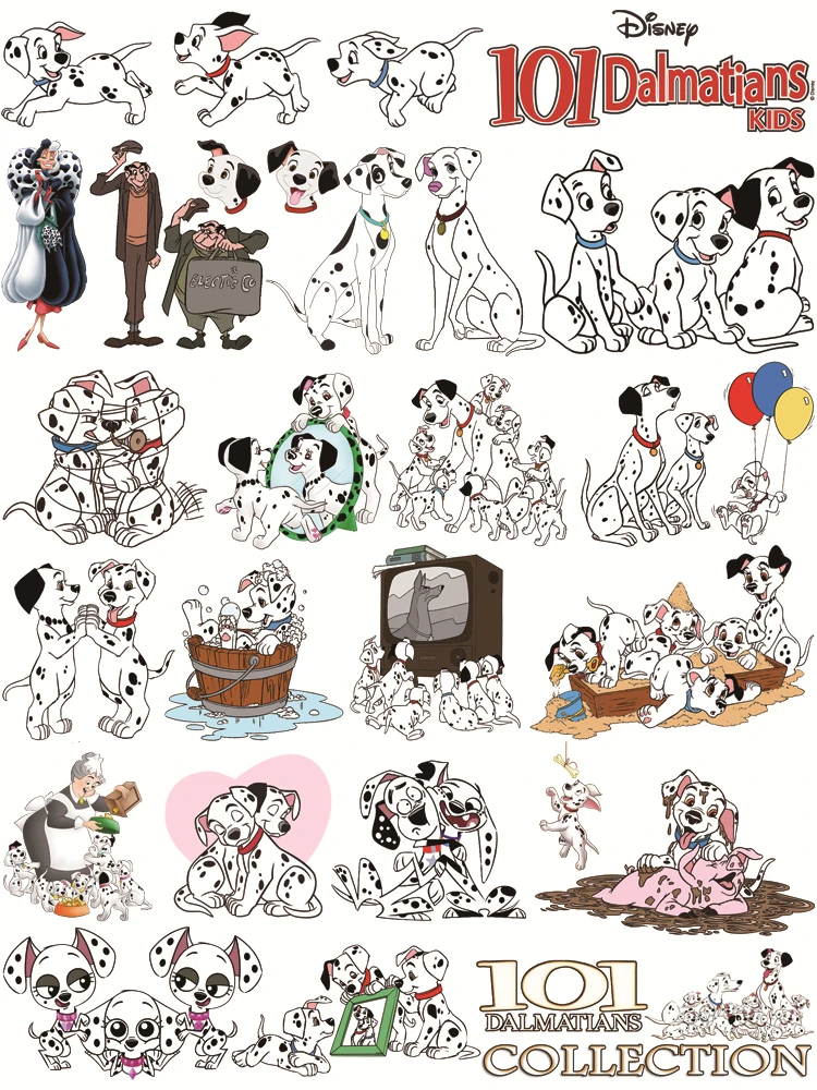 Disney 101 Dalmatians self-adhesive Iron on patches DIY children printing for clothes vinyl stickers