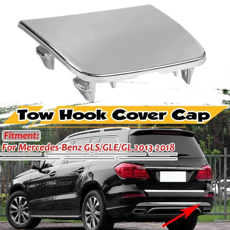 1668852323 Chrome Car Rear Bumper Tow Hook Cover Cap Towing Hole Lid Trailer Trim Cap For Benz W166 GLS GLE GL 2013-2018