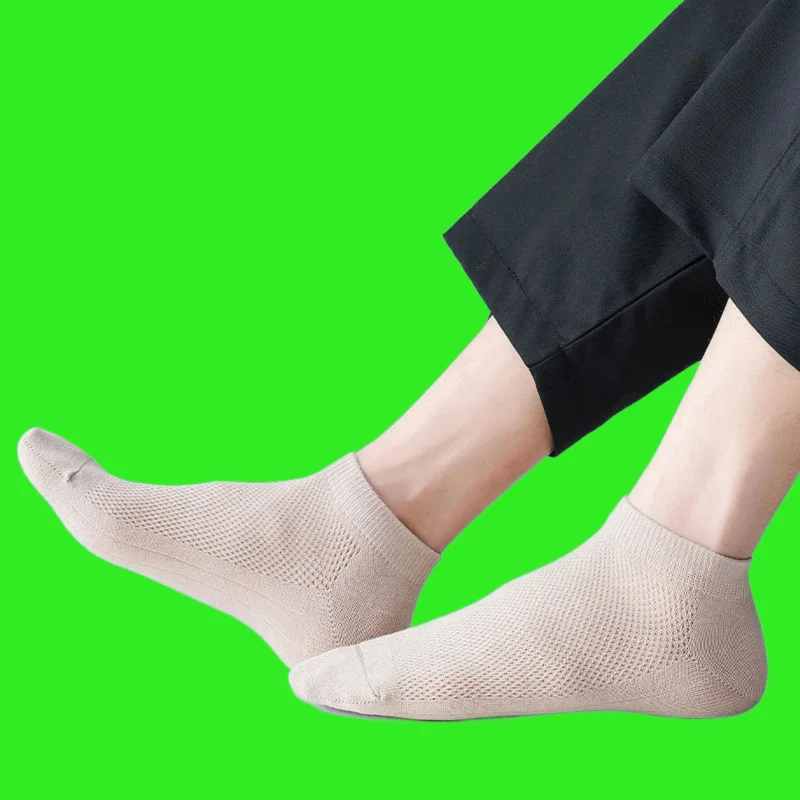 5 Paar einfarbige Mesh Söckchen lässig männliche Boots socke Sommer dünn atmungsaktiv 2024 neue hochwertige Herren Baumwolle kurze Socken