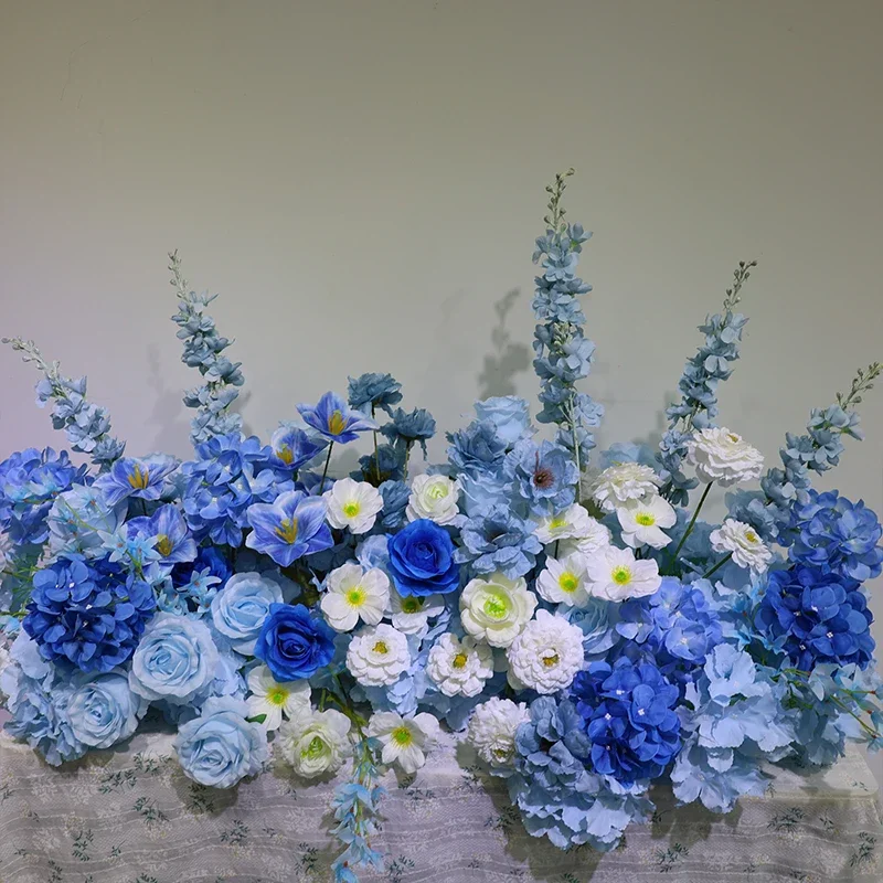 Buntes Orange-Rot-Blau-Rosa Künstliches Tischblumenarrangement Hochzeitsbankett Esstisch-Mittelstück Rosen-Mischblumenreihe – Detail 8