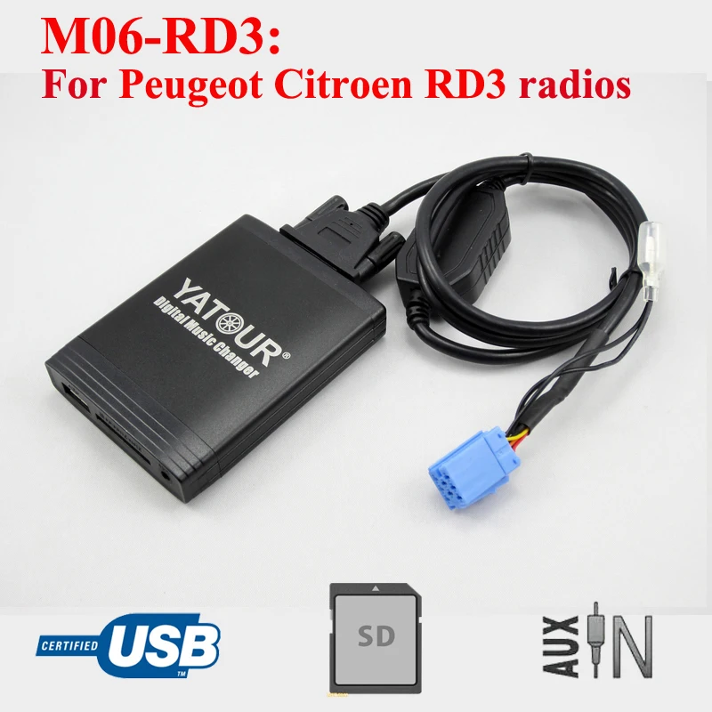 Samochodowy odtwarzacz CD USB SD AUX Yatour do Peugeot Citroen RD3