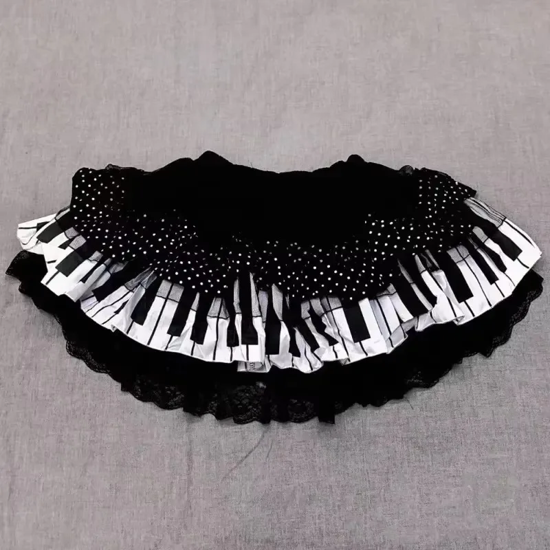 Grunge Alt Subculture Cake Tutu Skirt Female Gothic Lace Tiered Short Skirt Y2k Black Fluffy Party Bottoms