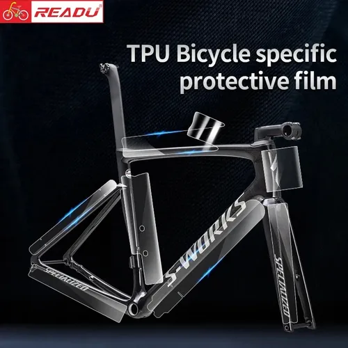 Imagen 2 del producto Calcomanía para cuadro de bicicleta de carretera, Protector transparente resistente a los arañazos, pegatina para bicicleta de montaña, película protectora Universal recortada específica de TPU