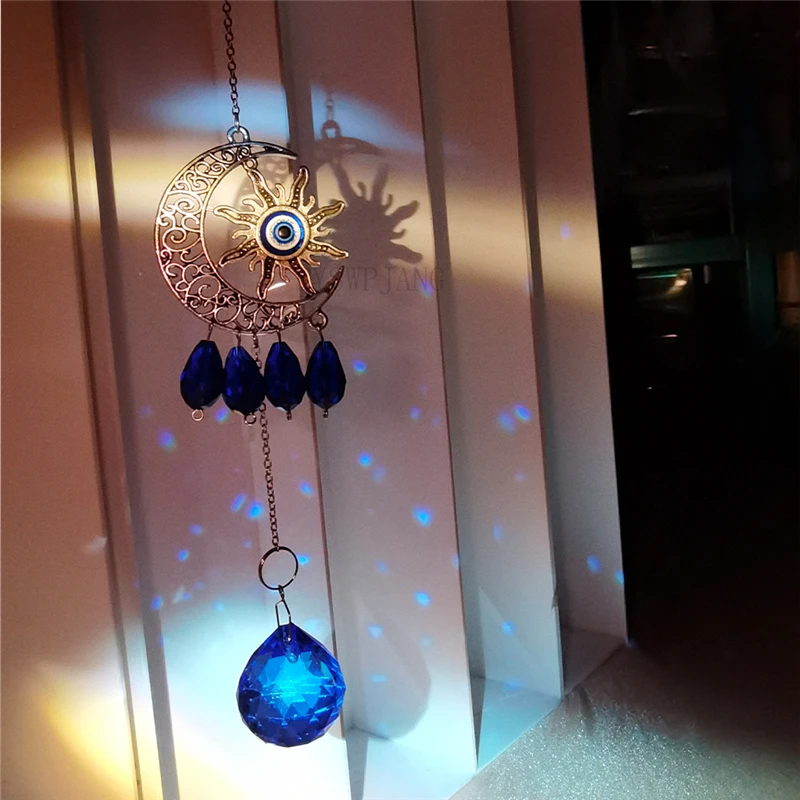 5PCS Decorative Pendant Demon Eye Garden Decoration Series Big Owl Crystal Sun Catcher Pendant