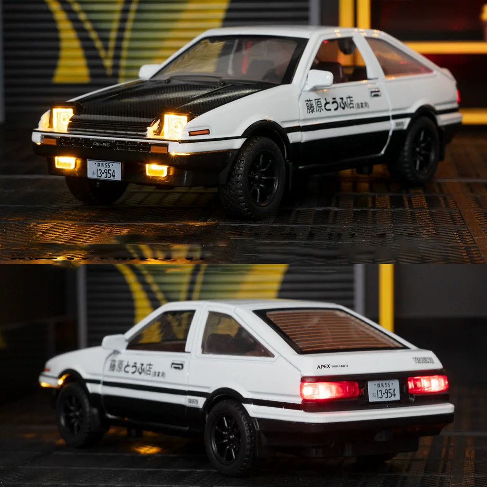 1:30 Scale เริ่มต้น D AE86 ของเล่นรถโลหะผสมยางยาง Shock Absorption ดึงกลับจําลองยานพาหนะเด็กวันเกิด...