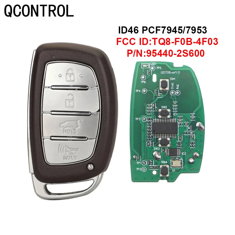 

QCONTROL Smart Remote Car Key Fob 4 Buttons 433MHz ID46 Chip for Hyundai IX35 2015+ FCC ID: 95440-2S610/2S600 TUCSON 2014 2015