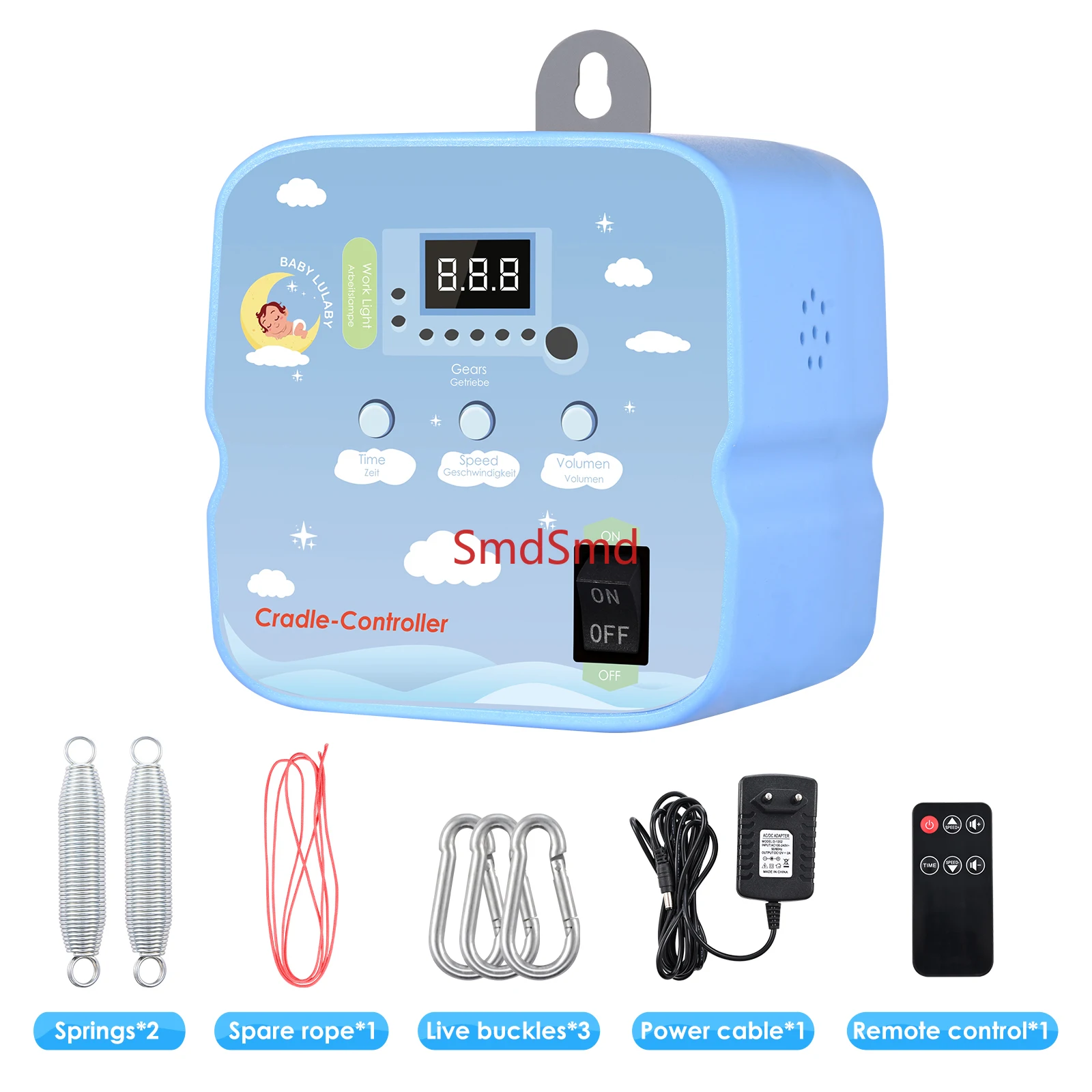 Electric Baby Swing Controller With 2-piece Spring And Remote Control, Motor Spring Cradle With Adjustable Timer, Up To 20kg