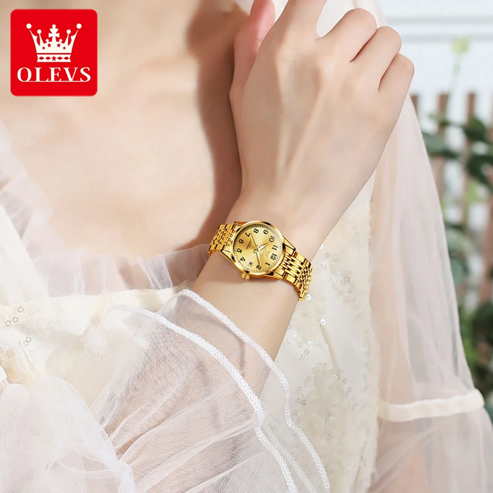 OLEVS relojes dorados para Mujer, Reloj mecánico automático fácil de leer, relojes de vestir a la moda para Mujer, regalos para Mujer, Reloj para Mujer