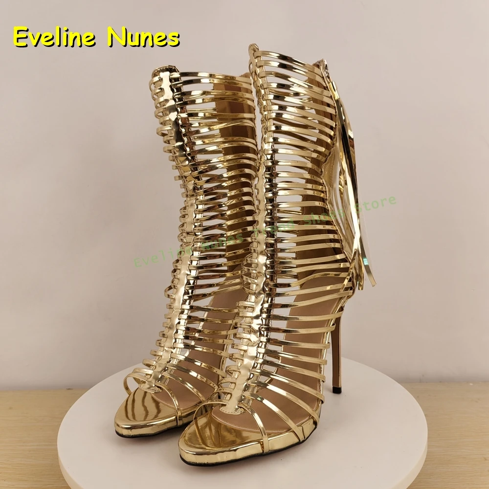 Women Fashion High Heels 2025 Summer Trend Golden Tassel Woven Sexy Sandals Peep Toe Stiletto Back Zip Spicy Girl Shoes Party