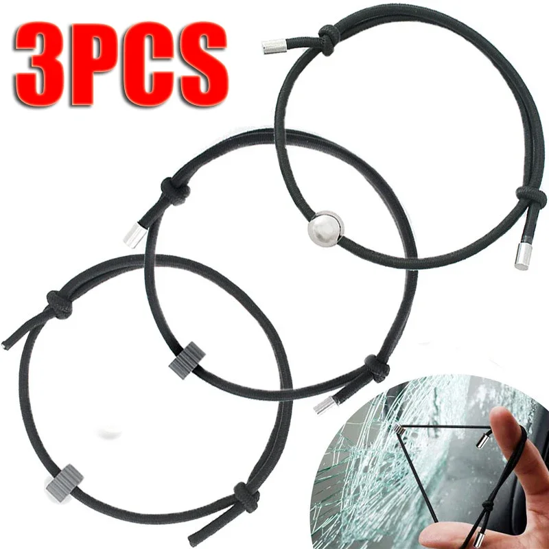 Car Window Glass Breaker Bracelet Wrist Strap with Tungsten Carbide Bead Emergency Rapid Escape Safety Self Rescue Tool