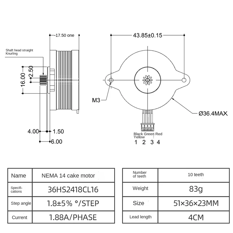 Imagem -05 - Pancake Stepper Motor 36 mm Nema14-round