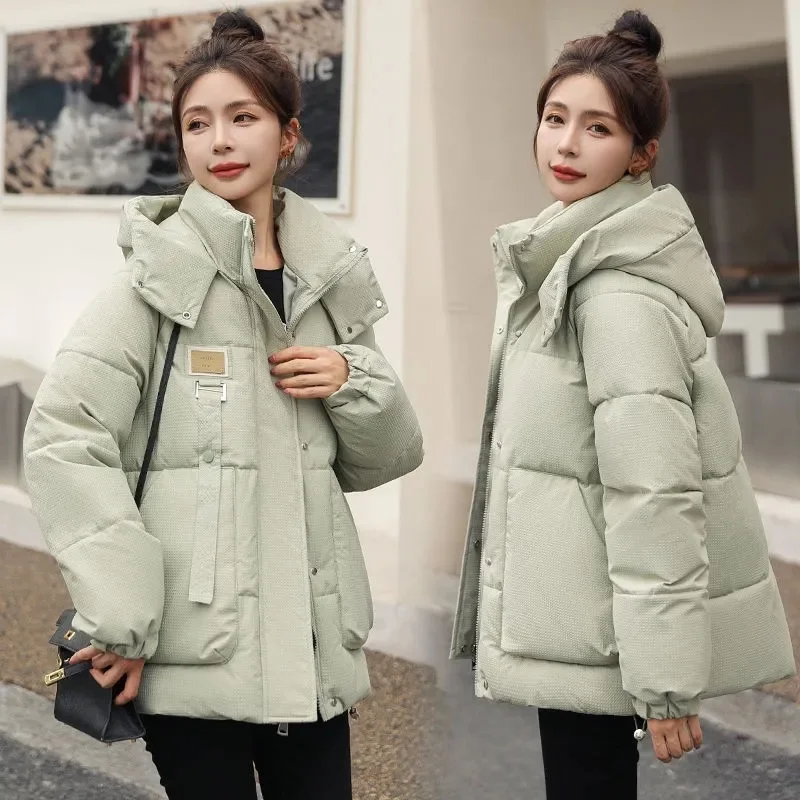 2023 New Women Parkas Winter Thick Casual Hooded Fashion Cotton Warm Short Jackets Korean Zipper Snow Wear Coats Puffer Parka