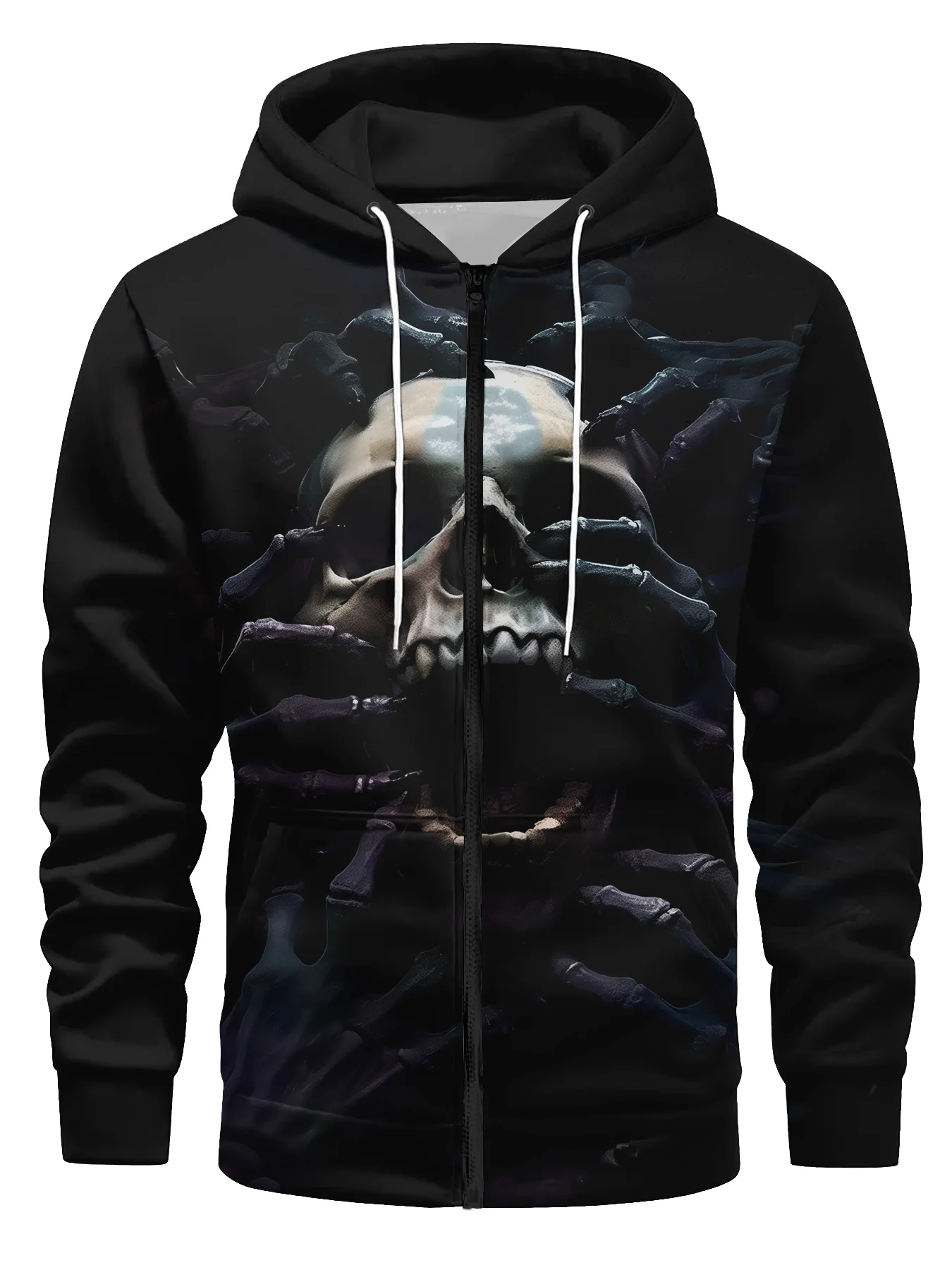 Men's Fashionable Hoodie With Skull Printing And Long Sleeves - Perfect For Outdoor Activities And Casual Outings Camping Tops