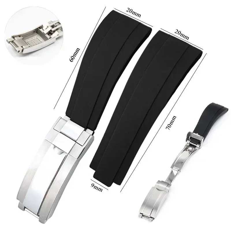Rubber Short Buckle Watchband 20/21mm for Rolex Daytona Submariner Role OYSTERFLEX Yacht Master Small Silicone Strap accessories