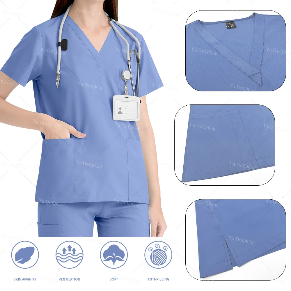 Uniformi mediche multicolori ospedale chirurgico Top pantaloni scrub Set accessori per infermieri Unisex clinica odontoiatrica salone di bellezza abbigliamento da lavoro