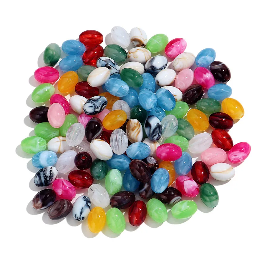 Vintage Collectible Marbles - 60 perles acryliques géométriques elliptiques colorées