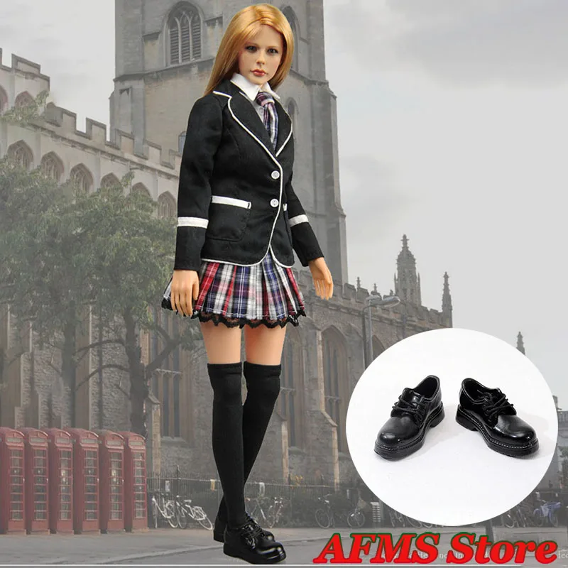 ZYTOYS ZY1030 1/6 Women Soldier Shoes Classic Student Shoes Black Lace Up Round Head Shoes For 12Inch Action Figure Body Model