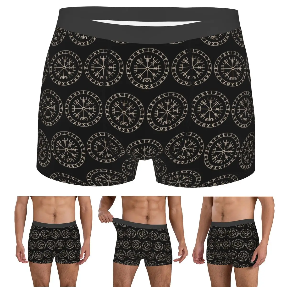 

Boxer Underpants Shorts Runic Viking Compass Vegvisir Celtic Panties Male Comfortable Underwear for Homme Man Boyfriend Gifts