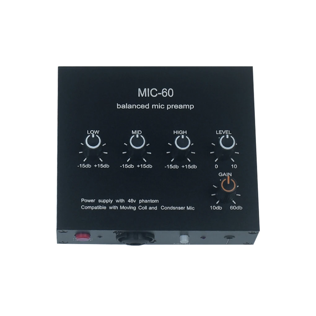 ABS MIC-60 High Low Frequency Microphone Preamplifier Improve Voice Clarity DC5V-12V Power Supply