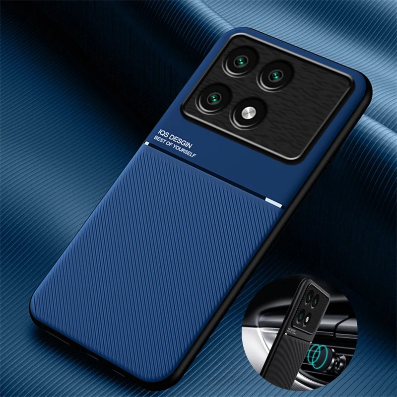 PocoF6Pro Case Magnetic Car Holder Leather Phone Cases For Xiaomi Poco F6 Pro Poko Little Pocco F 6 Pro F6Pro 5G Soft Back Cover