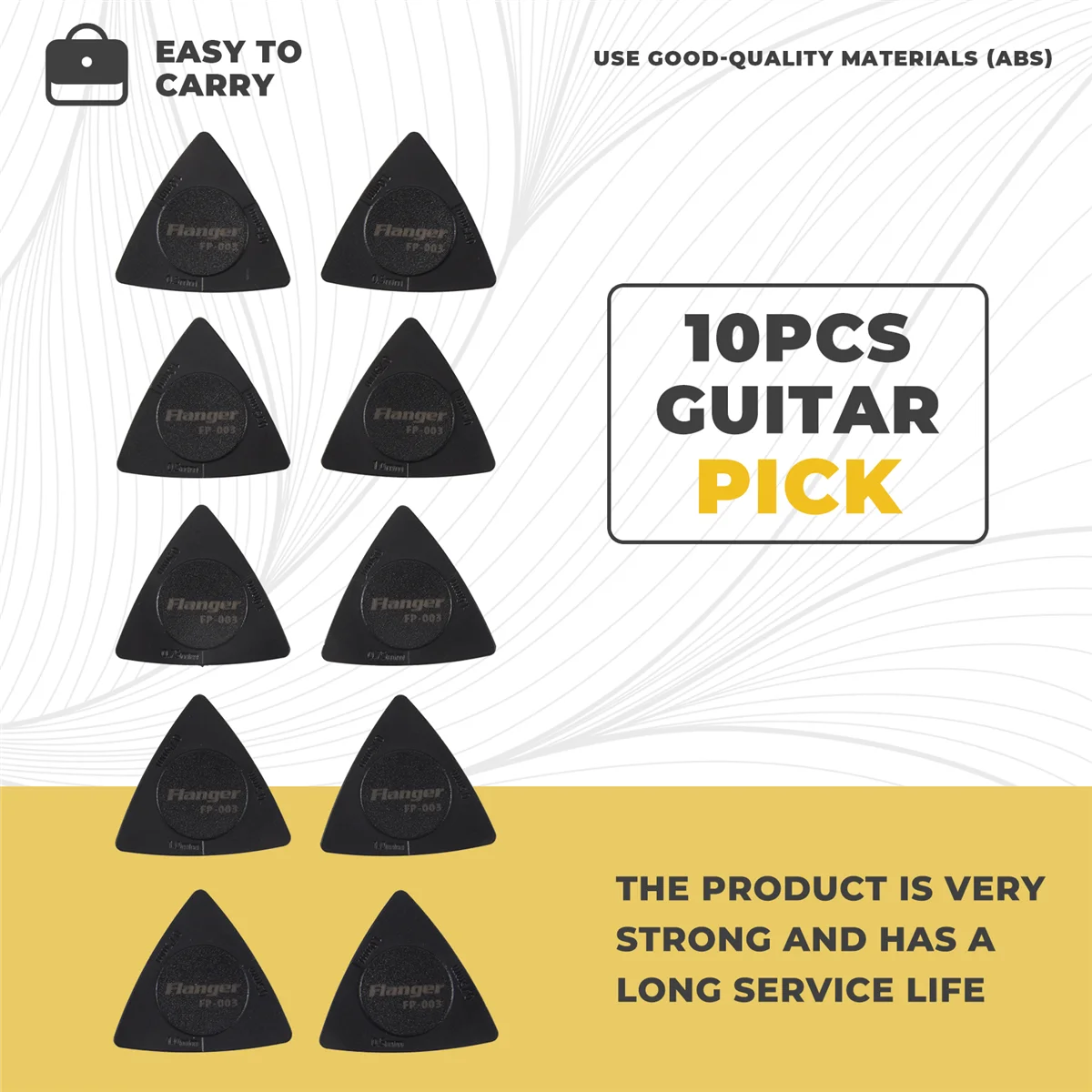 10pcs สามเหลี่ยม-กีตาร์ Picks 1.0 0.75 ความหนา 0.5 มม.PC + วัสดุ ABS Antislip สไตล์ Picks สีดํา