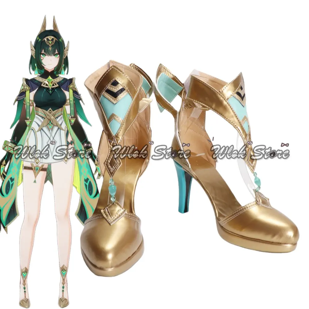 Anime jogo genshin impacto nefer cosplay feminino saltos dourados feitos sob encomenda sapatos masculinos femininos para carnaval festa de halloween